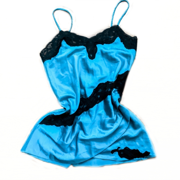 Victoria's Secret Other - VINTAGE Victoria Secret Blue Lace Satin Slip Women's Small